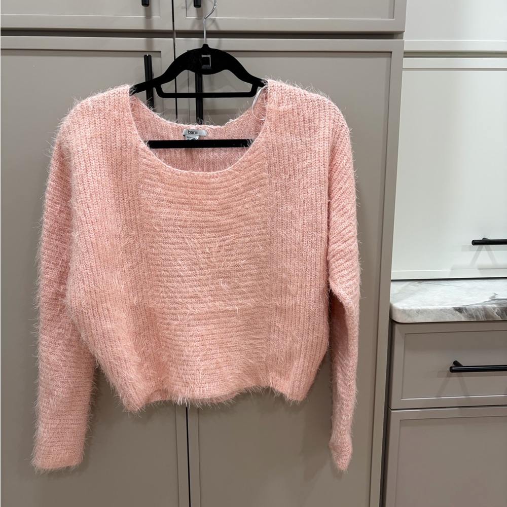 Bar III Soft Pink Crew Neck Sweater